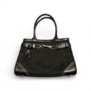 Coach Hamilton Black Signature Canvas Satchel Horsebit Hardware
